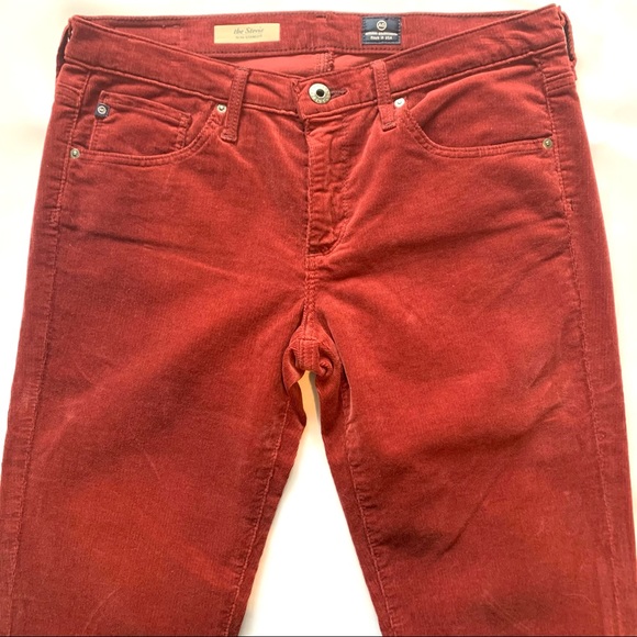Adriano Goldschmied Ag 'The Stevie' Slim Straight Corduroy Pants in Rust size 29 - Picture 2 of 12